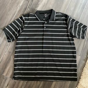 Men’s George Polo, size 2XL, color black with white/light blue stripe